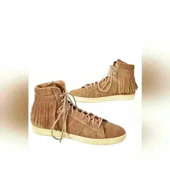 SAINT LAURENT Tan Suede Fringe Court Classic SL/18H High  Top Sneaker 9US Italy - Picture 3 of 8